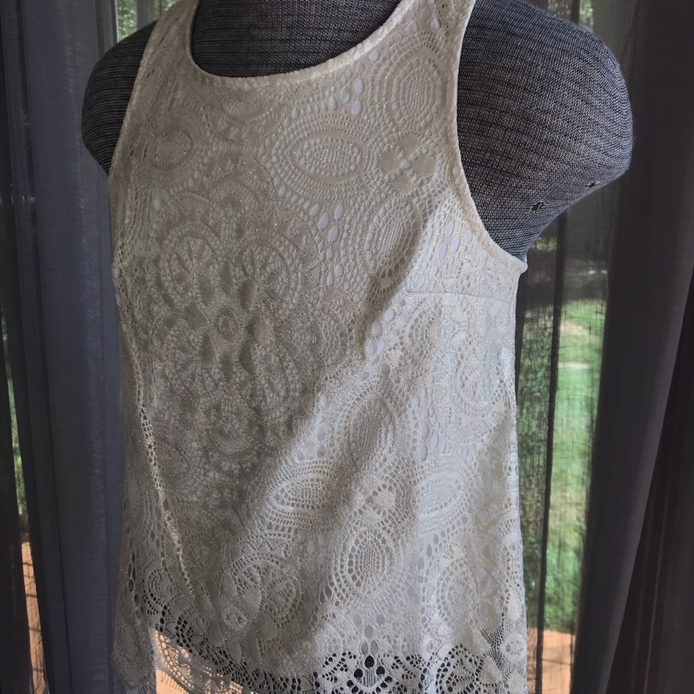NWT cream & gold lace tank top